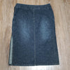 (14) Contrast Denim Stretch Midi Jean Skirt Fitted Contemporary Classic Bohemian