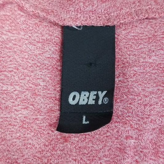 (L) Obey Casual Loose Comfortable Graphic Logo Heathered Loungewear