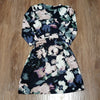 (S) DEX V Neck Floral Fit & Flare Watercolor Tie Waist Casual Comfy Classy