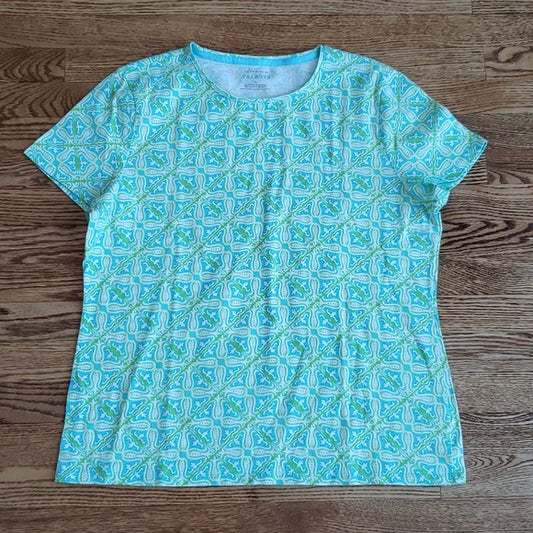 (XL) Talbots "The Talbots Tee" Colorful Patterned Soft Stretch Casual Comfort