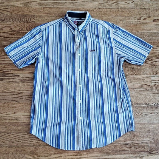 (M) Chaps Easy Care Men's Striped Business Casual Lightweight Vacation Travel