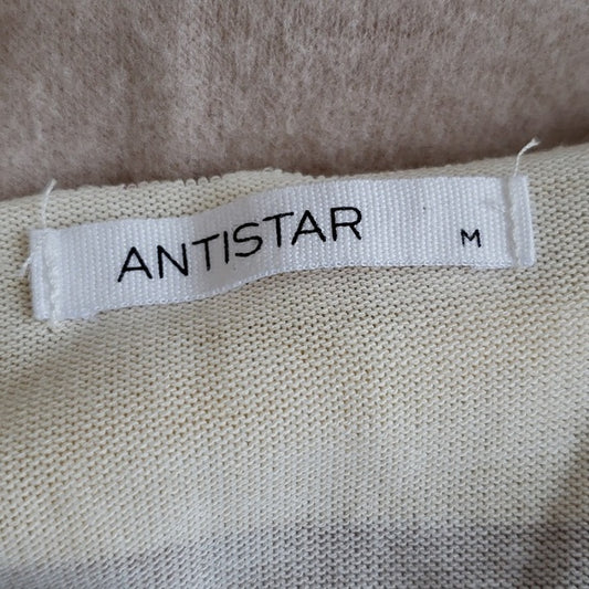 (M) Antistar Striped Neutral Cottagecore Soft Fuzzy Comfy Canadian Made Boxy Fit