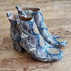 (9) George. Snakeskin Print Reptile Textured Colorful Chunky Heeled Booties