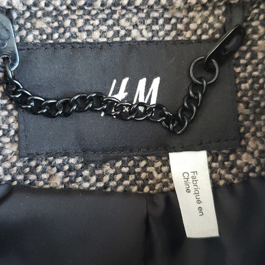 (M) H&M High Collared Diagonal Zip Jacket Assymetrical Formal Contemporary Urban