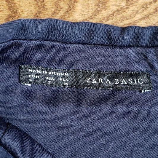 (L) ZARA Basic Fitted Pencil Skirt Midi Business Nautical Workwear Professional