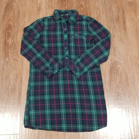 (M) Plaid Long Shirt / Dress Flannel Cozy Casual Cabin Lumberjack Ski Outdoor
