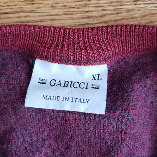 (XL) GABICCI Men's Vintage Made in Italy Grandpa Cozy Retro V Neck