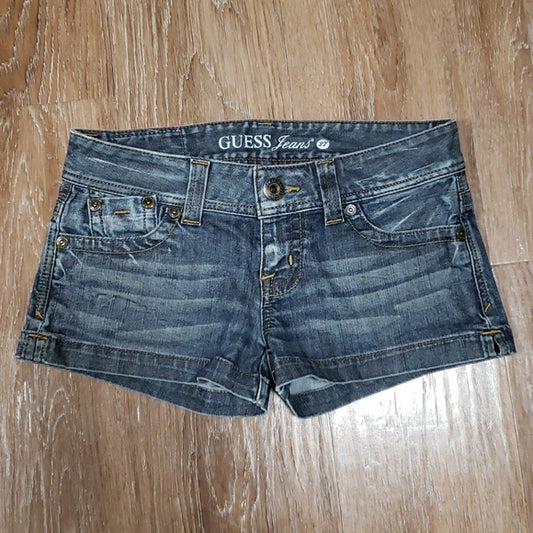 (27W) Guess Jeans Los Angeles Distressed Mini Jean Shorts California Denim Trend