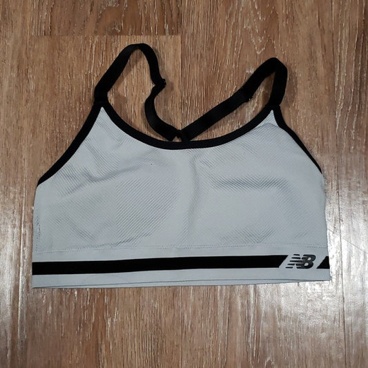 (L) New Balance NB Padded Racerback Sports Bra Ribbed Textured Athletic Workout