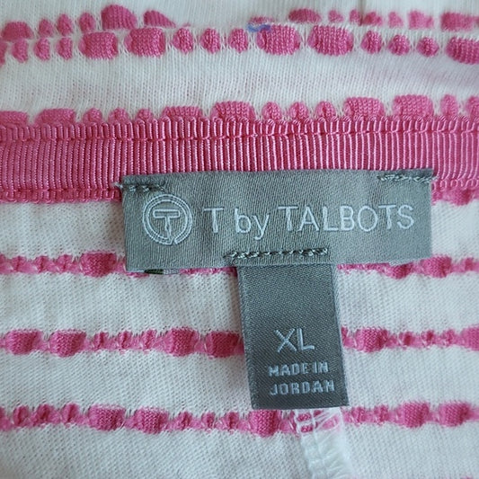 (XL) T by Talbots Textured Lightweight Casual Patterned Tee Relaxed Classic Fit
