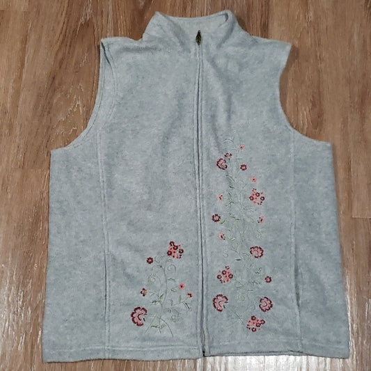(XL) Carroll Reed Cozy Fleece Embroidered Athleisure Floral Design