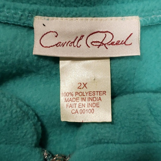 (2X) Carroll Reed Fleece Floral Embroidered Vest Rose Design Cozy Athleisure