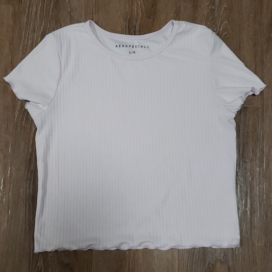 (L) Aéropostale Lightly Ribbed Pastel Baby Tee Lightweight Streetwear Casual