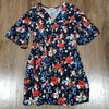 (L) Dex Floral Midi Flowy Loose Statement Sleeves Garden Party Casual Classic