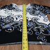 (M) Northern Reflections Paisley Print Colorful Bejeweled Buttons Cardigan