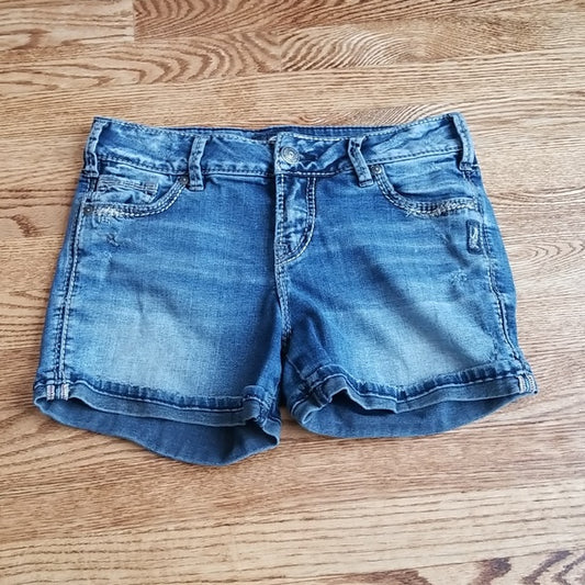(25W) Silver Jeans Co. Distressed Elyse Shorts Outdoor Casual Beach Californian