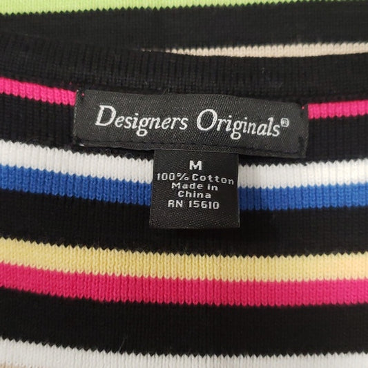 (M) Designers Originals 100% Cotton Striped Rainbow Colorful Knit Casual