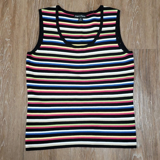 (M) Designers Originals 100% Cotton Striped Rainbow Colorful Knit Casual