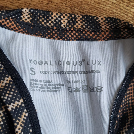 (S) Yogalicious Lux Leopard Print Top Activewear Yoga Racerback Athletic Stretch