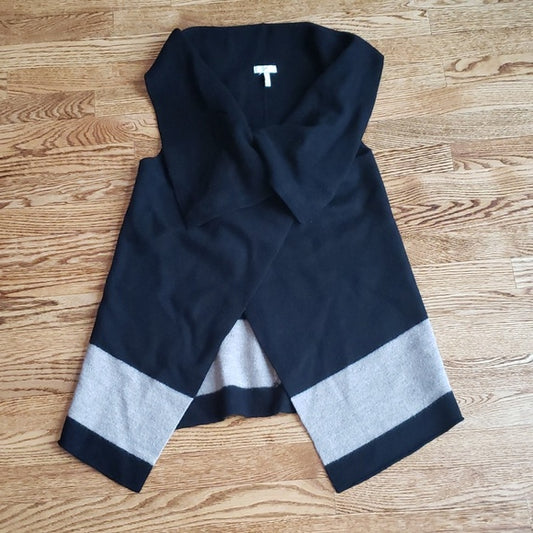 (XS) Joie 100% Wool Colorblock Long Sweater Vest Luxury Assymetrical Minimalist