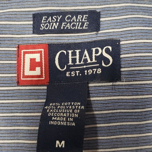 (M) Chaps Easy Care Striped Lightweight Casual Dress Shirt Vacation Business
