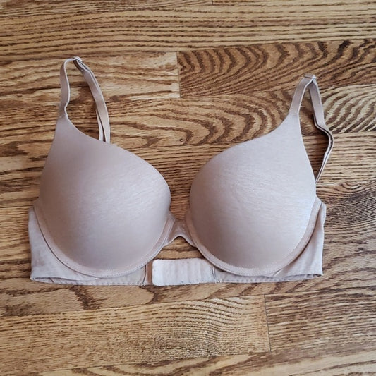 (32D) Victoria's Secret Padded Perfect Coverage Neutral Heathered Underwire Bra