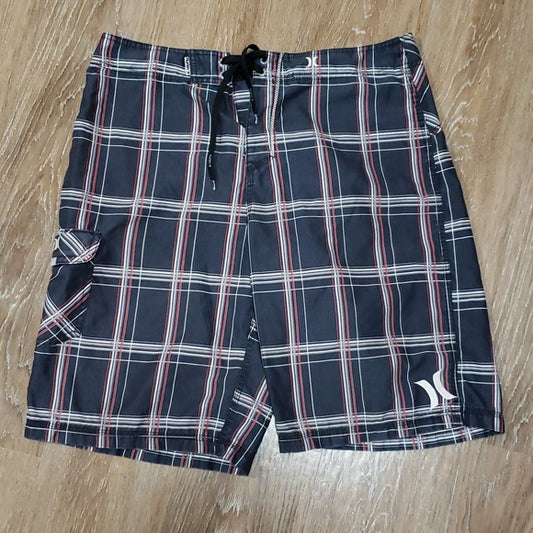 (36W) Hurley Men's Large Plaid Board Shorts Vacation Beach Surf Casual Swim