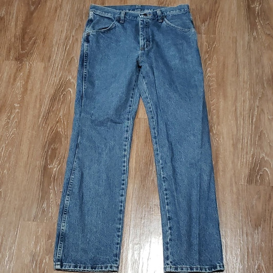 (32W/30L) Vintage Rustler Men's Straight Leg Denim Jeans Classic Western