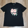 (XL) Guess Los Angeles Classic Lightweight V Neck Tee Rose Graphic Casual