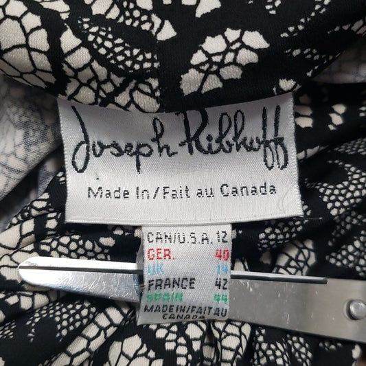 (12) Joseph Ribkoff Floral Design Midi Fit & Flare Full Skirt Dress Formal