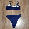 (L) Two Piece Bikini Ribbed Textured High Waist