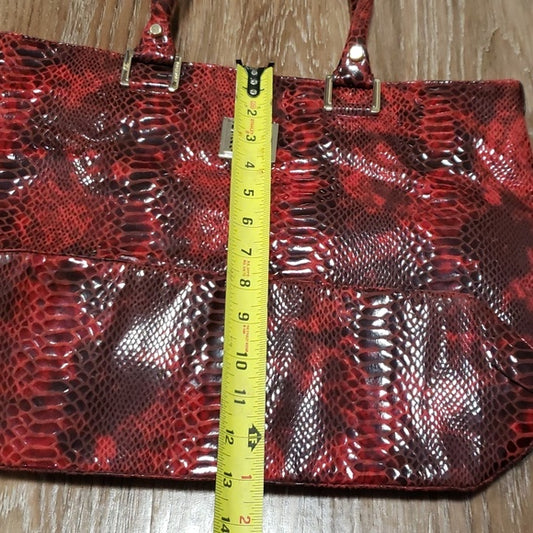 Anne Klein Reptile Textured Large Shoulder Bag / Tote Retro Soft Travel Storage