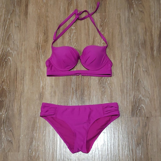 (L) Solid Color Matching Bikini Two Piece Swimsuit Beach Vacation Mermaidcore