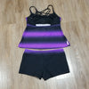 (L) Two Pie Tankini Pool Water Beach Contemporary Performance Wear Modest