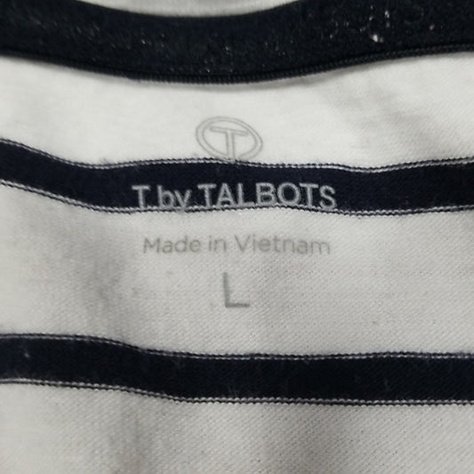 (L) T by Talbots Classic Striped Lightweight Casual Tee Relaxed Fit Loungewear