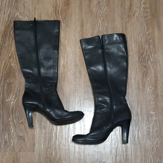 (EU37) Call it Spring Classic Knee High Heeled Zip Up Boots Party Punk Goth Moto