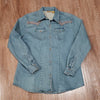 (L) Wrangler Denim Shirt Rodeo Cowgirl Embroidered Classic Western Farmhouse