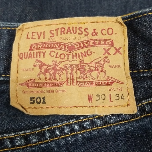 (30W/34L) Levi Strauss CO. 501 Denim Casual Classic Straight Leg Relaxed Fit