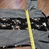 (S) Calvin Klein Floral Sheer Overlay Houndstooth Statement Sleeve Blouse Ruffle