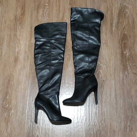 (8.5) Call it Spring Heeled Over-the-Knee Pull On Boots Party Night Out Pop Star