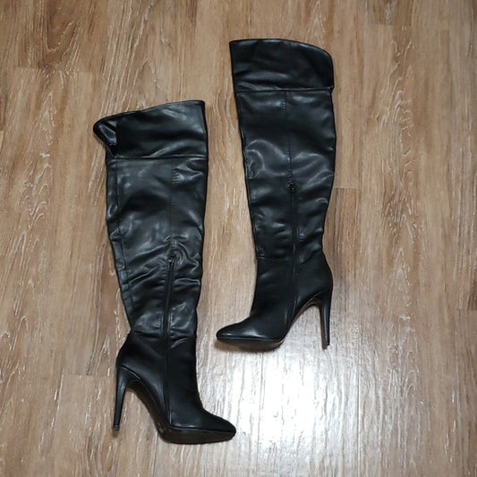 (8.5) Call it Spring Heeled Over-the-Knee Pull On Boots Party Night Out Pop Star