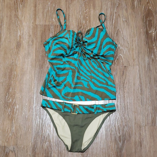 (34D) Victoria's Secret Tiger Print Two Piece Tankini Retro Pool Beachwear Water