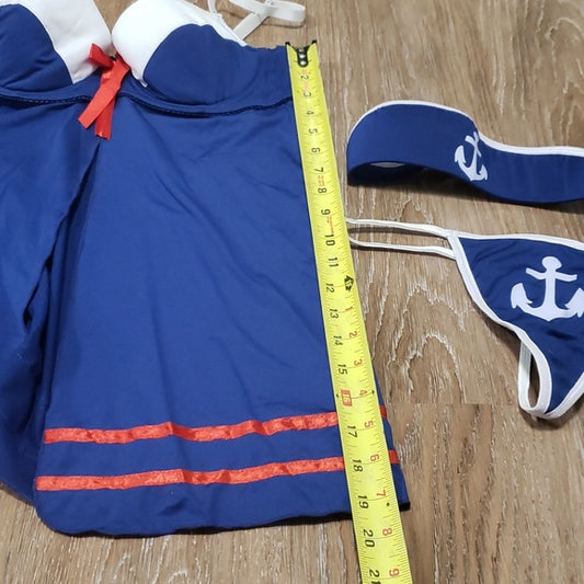 (L) Rampage Intimates Sailor Theme Coord Set Nautical Cosplay Empire Waist