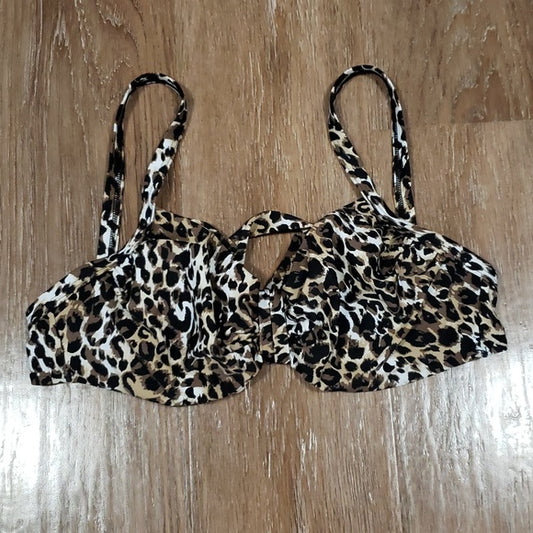 (34DDD) Lascana for Venus Leopard Print Bikini Top Swimwear Beach Vacation