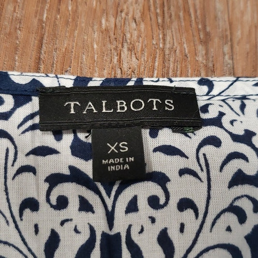 (XS) Talbots Lightweight Lace Peasant Bohemian Cottagecore 100% Cotton