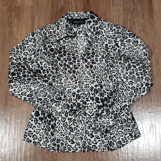 (SP) Jones New York Signature Petite Leopard Print 100% Cotton Casual