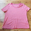 (XL) Talbots Classic T Cotton Stripes Barbie Pink Comfy Weekend Vacation Bright