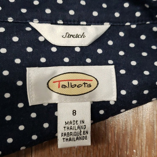 (8) Talbots Polka Dot Patterned Lightweight Blazer Business Casual Academia