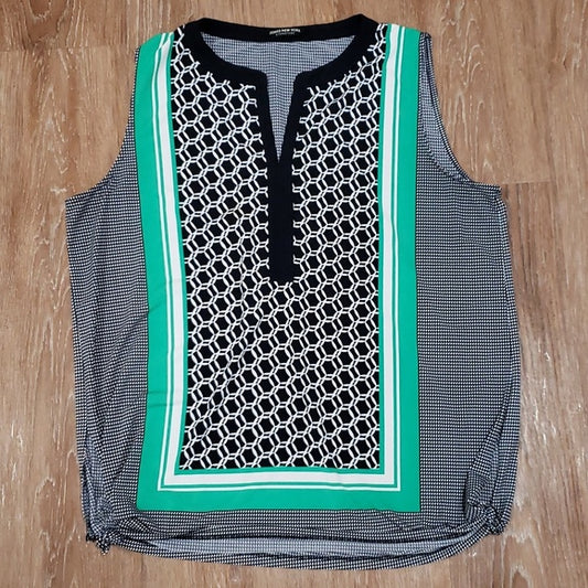 (XL) Jones New York Signature Patterned Sleeveless Top Optical Illusion