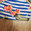 (2X) NWT Cosmo Blu Floral Nautical Striped Off The Shoulder Coastal Beach